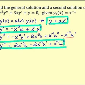 Reduction of Order - Linear Second Order Homogeneous Differential Equations Part 2