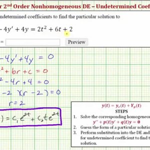 Find a General Solution to a Nonhomogeneous DE Using Undetermined Coefficients (Quadratic)