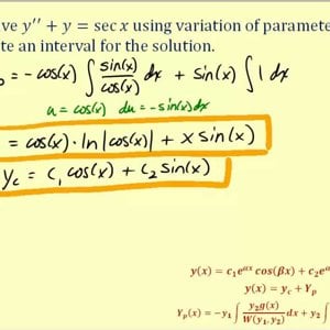 Ex 3: General Solution to a Second Order DE Using Variation of Parameters (trig)