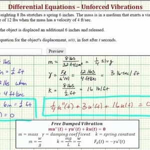 Ex: Model Free Damped Vibration and Find Displacement Function