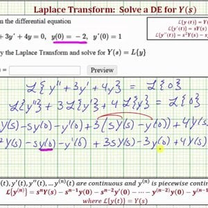 Laplace Transform:  Find Y(s)=L(y) Given a Homogeneous Differential Equation