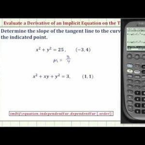 Evaluate a Derivative of an Implicit Equation on the TI-89 - YouTube