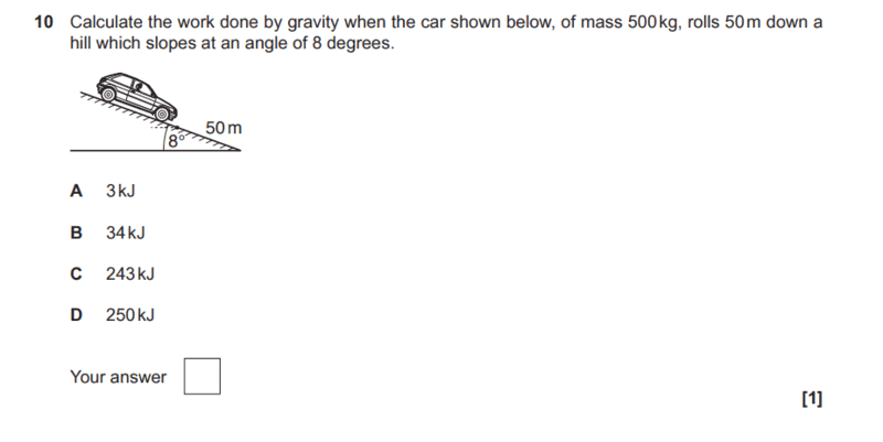 What's a detailed explanation of a car rolling down a hill with