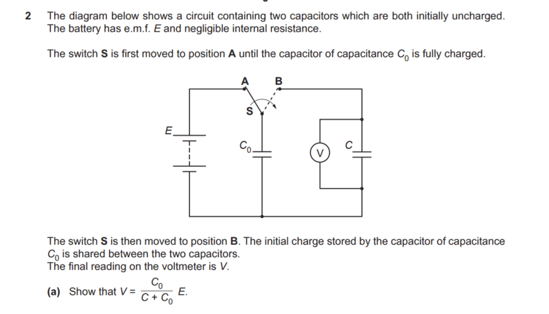 Multi-loop RC circuit, 2 batteries, 7 resistors, 1 capacitor