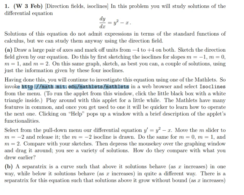 Thread 'Direction Fields and Isoclines'