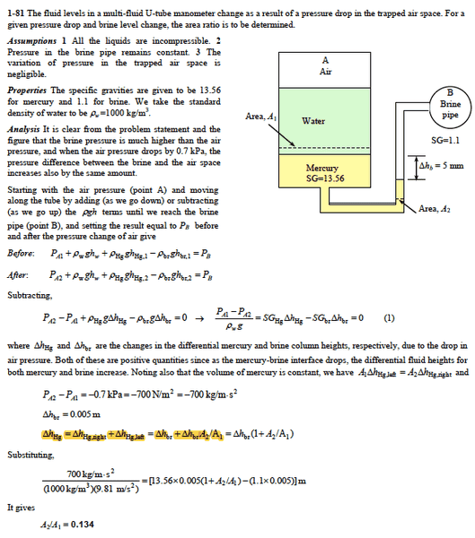 Multifluid manometer (pressure problem)