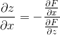 %20z}{\partial%20x}=-\frac{\frac{\partial%20F}{\partial%20x}}{\frac{\partial%20F}{\partial%20z}}.gif