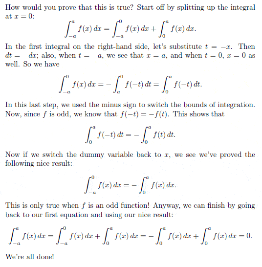 Doubt with proof of integral of odd function
