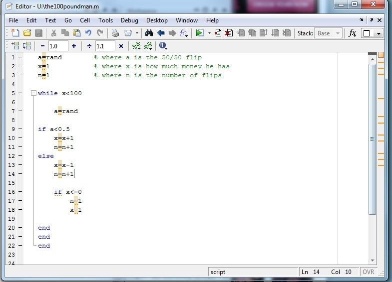 Using MATLAB to work out coin-flip style probabilities