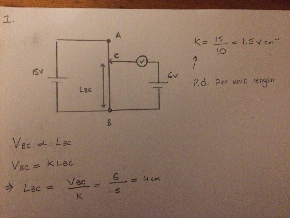 Balance length for a potentiometer circuit