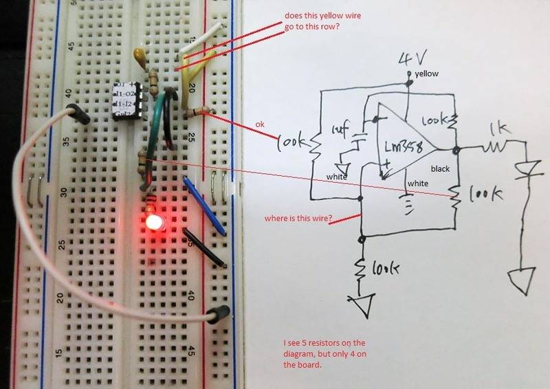 Op Amp LM358 LED flasher oscillator