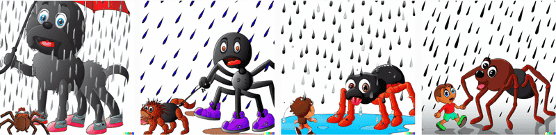 dalle spider dog in rain.png