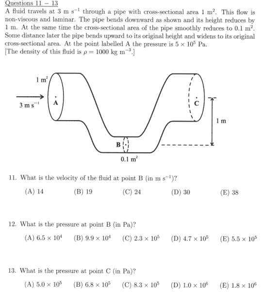 Pressure At Points On A Pipe Question Help Physics Forums
