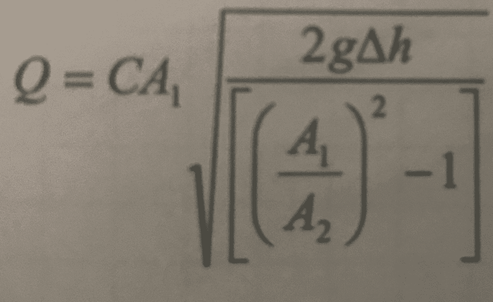 Calculating Fluid Flow Help with Q, A1, A2, Delta h, g & C