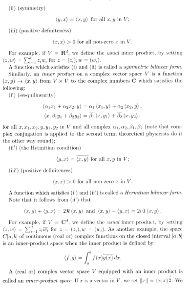 Garling - 2 -  Start of Section on Inner-Product Spaces ... PART 2 ... .png