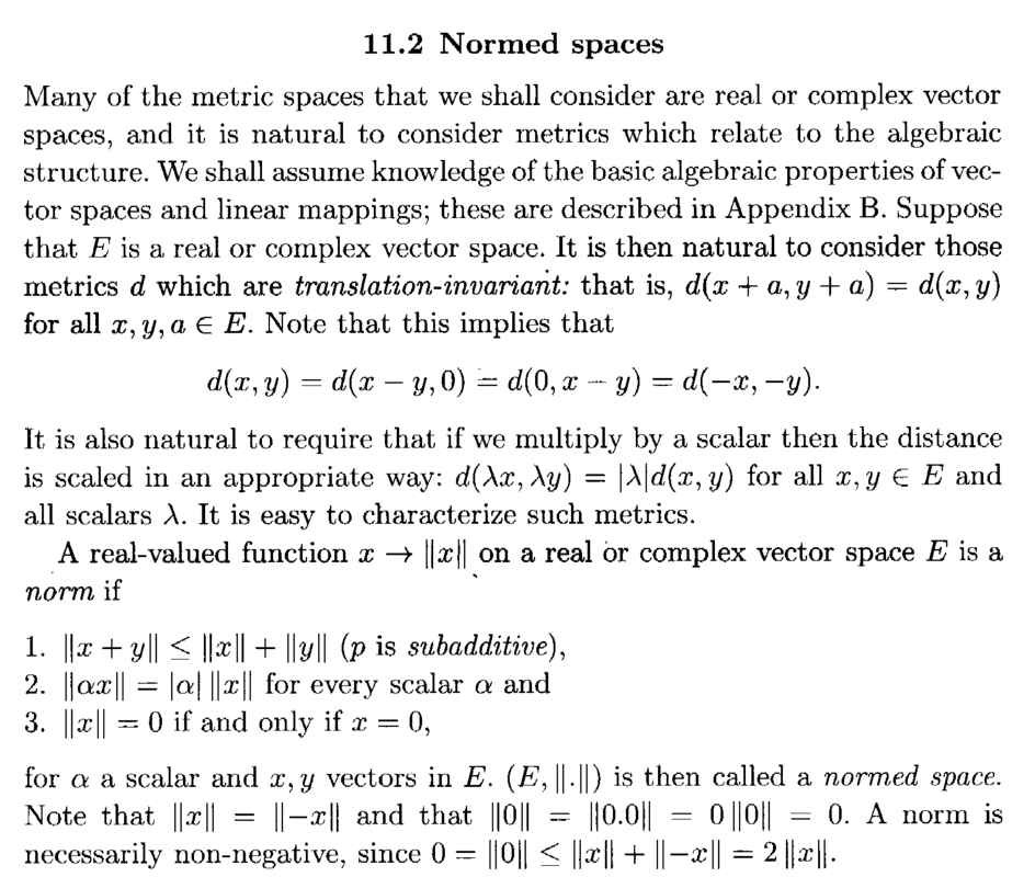 Garling ... Start of Secton 11.2 on Normed Spaces ... .png