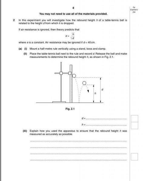 Physics Practical: Rebound height of a table-tennis ball