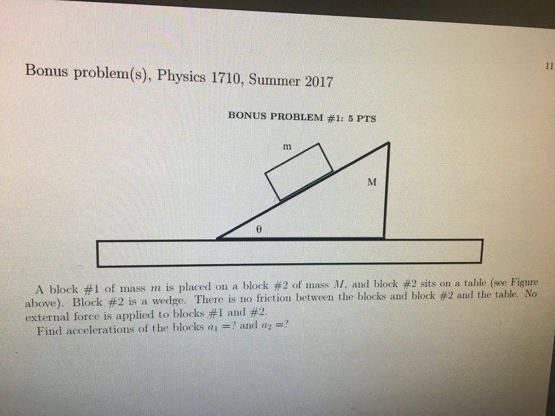Acceleration of a frictionless block on a frictionless wedge