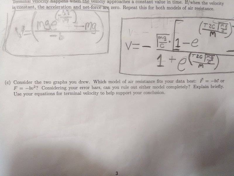 Need help understanding air resistance lab (coffee filters)