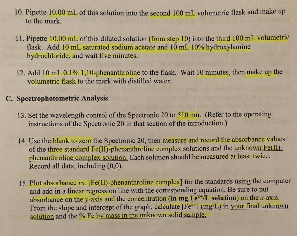 Spectrophotometric Determination of Fe2+ (Beer's Law)