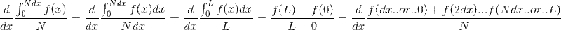 {L-0}=\frac{d}{dx}\frac{f(dx&space;..or..&space;0)&plus;f(2dx)...f(Ndx&space;..or..&space;L)}{N}.gif