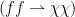 (f f \rightharpoonup \chi \chi)