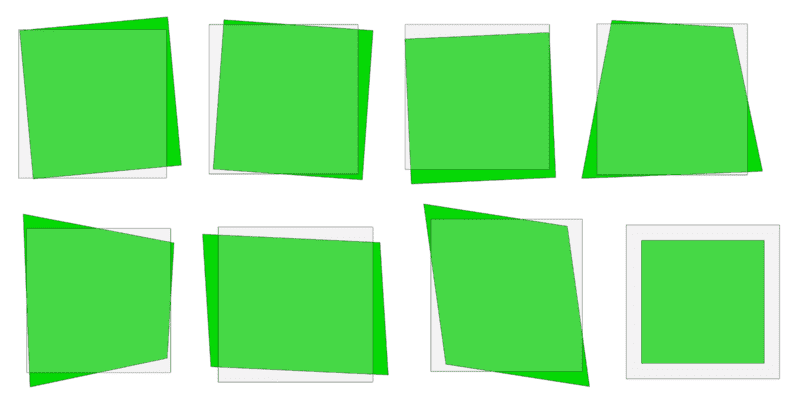 The 8 Mode Shapes of a plane finite element