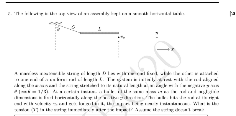 Thread 'Collision of a bullet on a rod-string system: query'