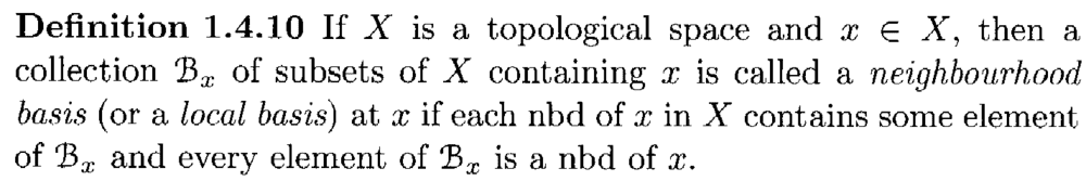 Singh - Defn 1.4.10 ... Local basis or nbd basis ... .png Singh - Defn 1.4.10 ... Local basis or nbd basis ... .png