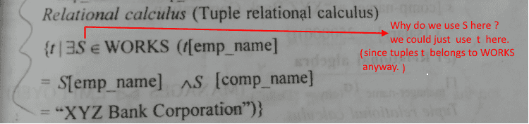 Tuple Relational Calculus in a DBMS