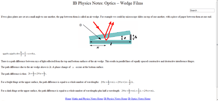 Optical path difference of air wedge