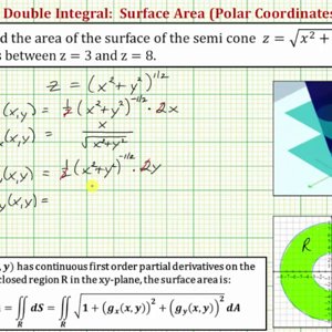 Surface Area of a Cone Bounded by Two Planes Using a Double Integral (Polar)