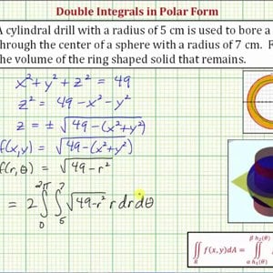 Volume of a Drilled Sphere Using a Double Integral in Polar Form<