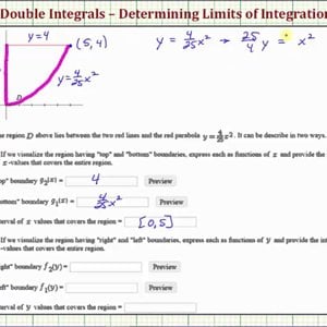 Ex: Double Integrals - Describe a Region of Integration (Quadratic)
