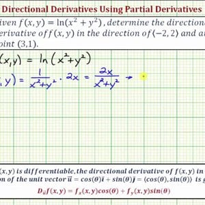Ex 3: Find a Value of a Directional Derivative - f(x,y)=ln(x^2+y^2)