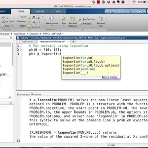 MATLAB Programming for Numerical Computation by Niket Kaisare (NPTEL):- Lecture 6.4a: Tutorial: How to do linear and nonlinear regression