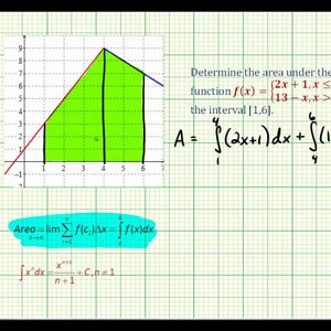 Ex 5:  Area Under a Piece Wise Defined Function Using Definite Integration