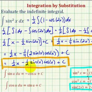 Indefinite integral:  (sin(x))^2- Power Reducing Substitution