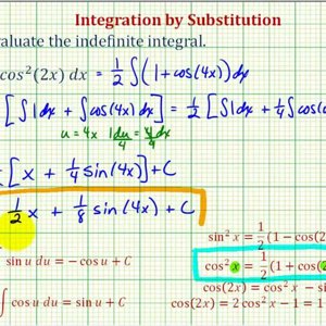 Indefinite Integral:  (cos(2x))^2 - Power Reducing Substitution