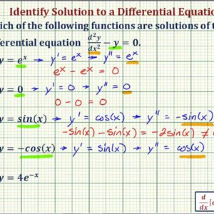 Ex: Determine Which Function is a Solution to a Second Order Differential Equation