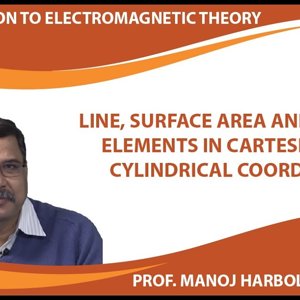 Introduction to Electromagnetism by Prof. Manoj Harbola (NPTEL):- Line, Surface Area and Volume elements in Cartesian and Cylindrical Coordinates