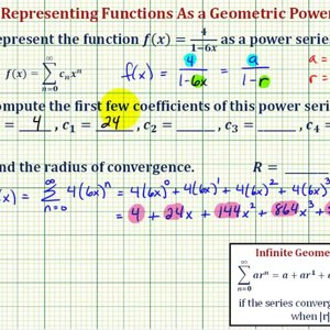 Ex 1:  Find a Power Series to Represent a Rational Function
