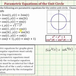 Determine Which Parametric Equations Given Would Give the Graph of the Entire Unit Circle