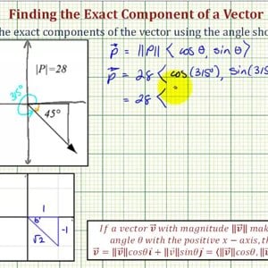 Ex 2: Find a Vector in Component Form Given an Angle and the Magnitude (45)