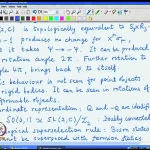 Relativistic QM by Prof. Apoorva Patel (NPTEL):- Lecture 20: The spinor representation of SL(2,C), The spin-statistics theorem