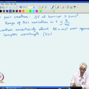 Relativistic QM by Prof. Apoorva Patel (NPTEL):- Lecture 11: The Klein paradox, Pair creation process and examples