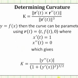 Curvature and Radius of Curvature for a function of x.