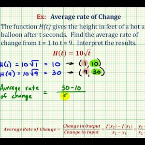 Ex:   Average Rate of Change Application - Hot Air Balloon Function
