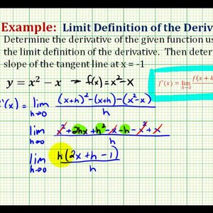 Example 1:   Determine a Derivative using The Limit Definition