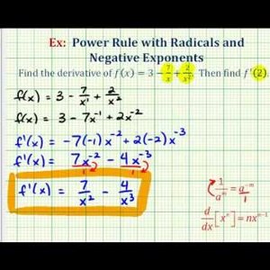 Ex: Find a Derivative using the Power Rule with Negative Exponents
